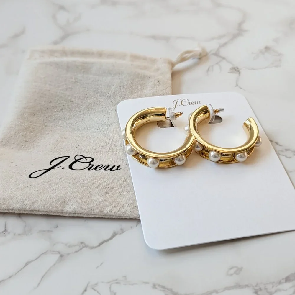 J.Crew Pearl-studded Hoop Earrings - Picture 5 of 8